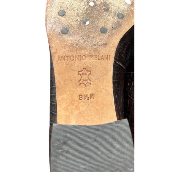 ✨Antonio Melani 8.5M Brown Croc Embossed Loafers Retro Office Chic Uptown - Picture 6 of 6